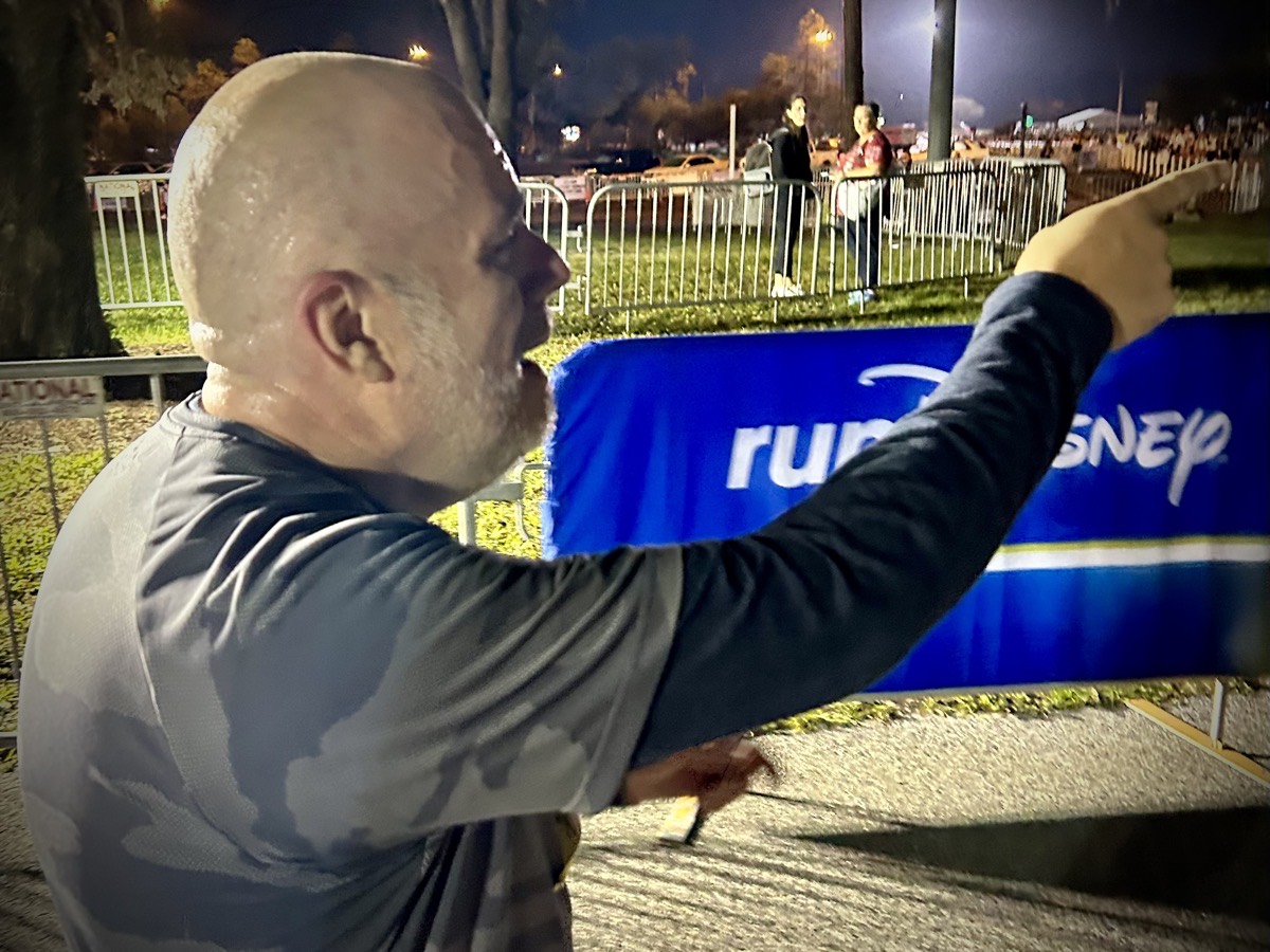 I'm pointing ahead to a finish that is off the photo but is in front of me